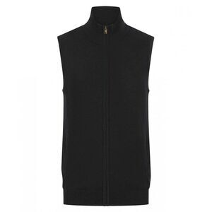 Henbury Mens Zip Front Sleeveless Sweater / Black